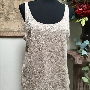 Chico's Floral Lace Tan Tank Top
